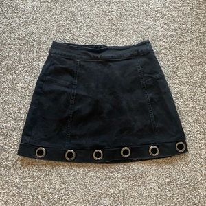 Black denim skirt